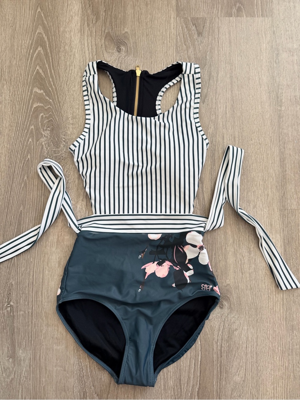 Striped Floral One-Piece